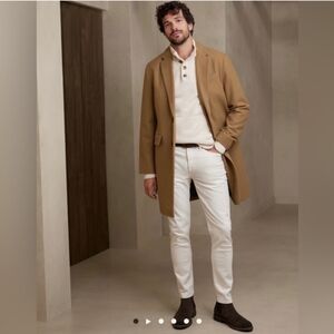 NWT Banana Republic Mens Wool Top coat Tan Camel sz L